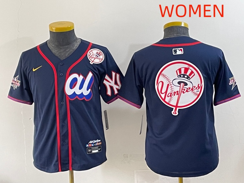 Women 2025 New York Yankees Blank Drak Blue All star Blank Blue Nike MLB Jersey style 14